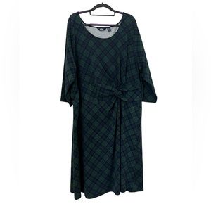 Lands' End Tartan Plaid Dress Tencel 525307 NWT